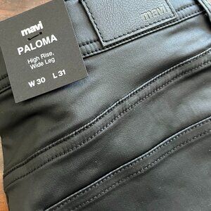 Mavi Paloma High Rise Wide Leg - Black - Faux Leather Pants